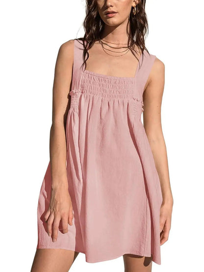 Women 's Summer Casual Sleeveless Square Neck Mini Dress