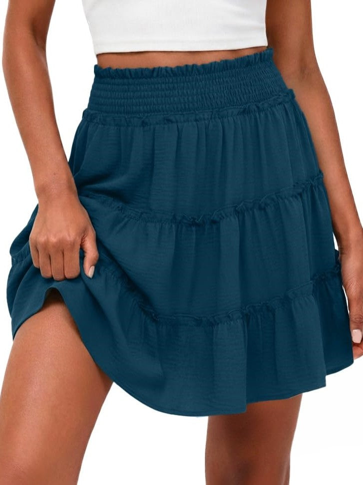 ⏰Hot Sale-Women's Casual High Waisted Ruffle Tiered Flowy Mini Skorts Skirts
