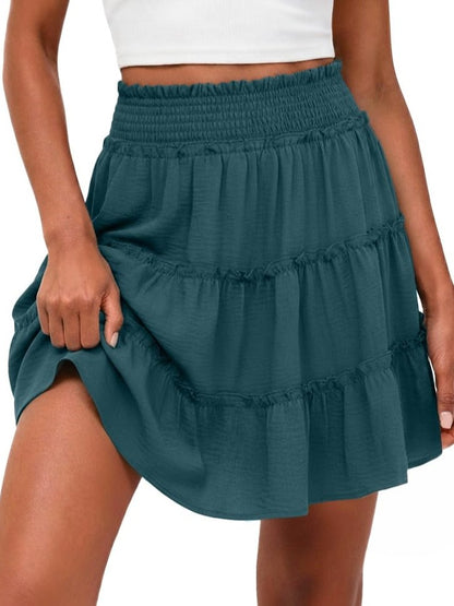 ⏰Hot Sale-Women's Casual High Waisted Ruffle Tiered Flowy Mini Skorts Skirts