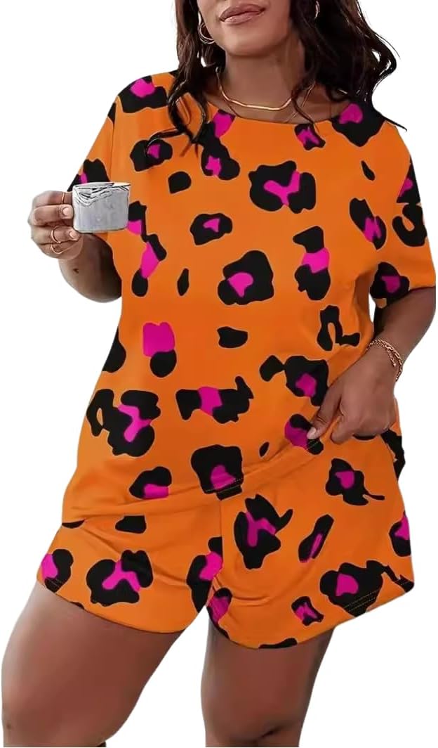 ✨Women's Summer Plus Size All Over Print Loose Pajama Set