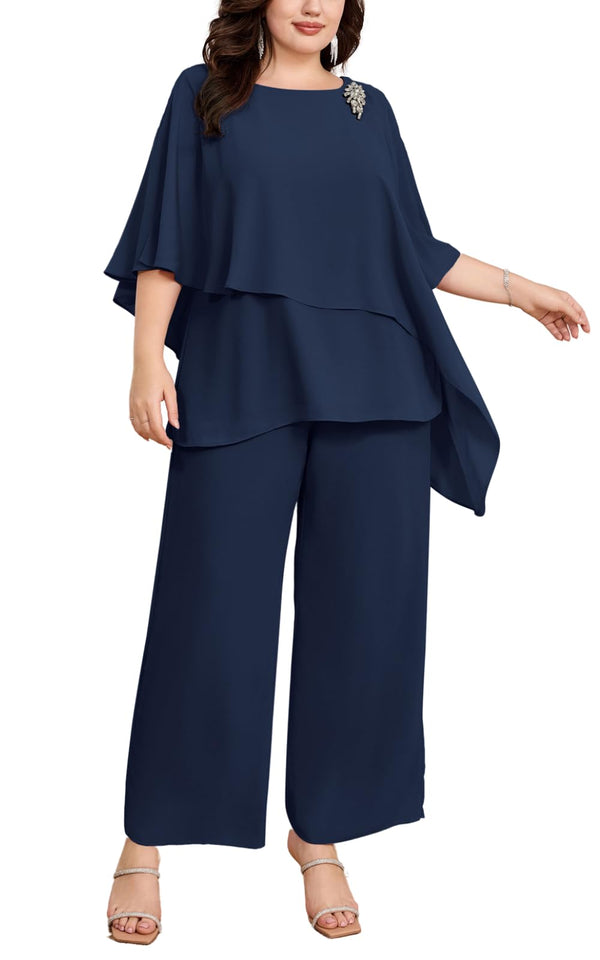 2-Piece Chiffon Pant Suit for Wedding Guests