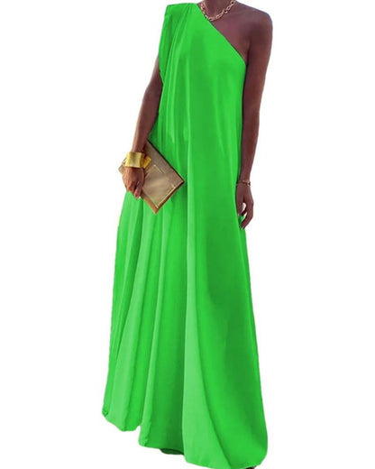 Women's Elegant Asymmetrical One Shoulder Maxi Dress