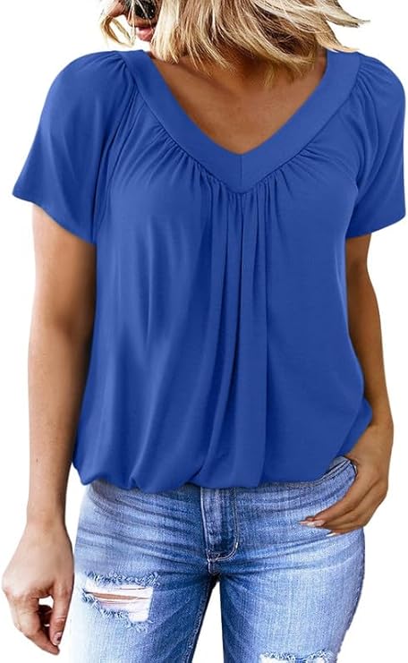 ✨Women's Casual Short Sleeve V Neck Basic T-shirts
