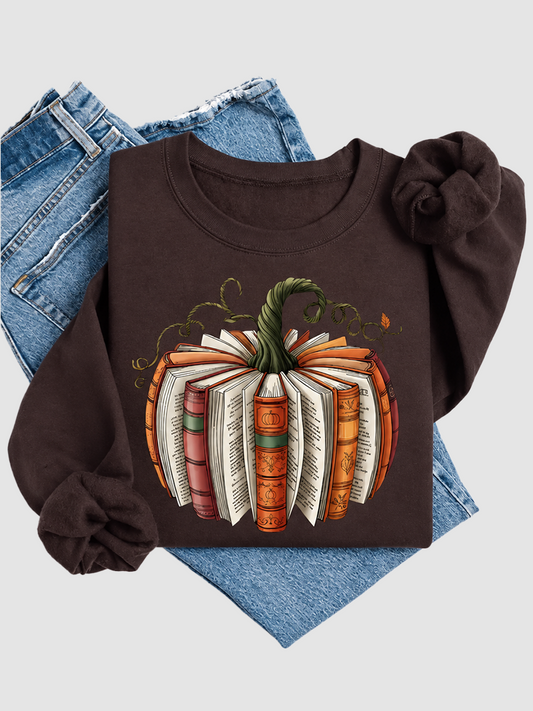Women Halloween Pumpkin Book Sweatshirt