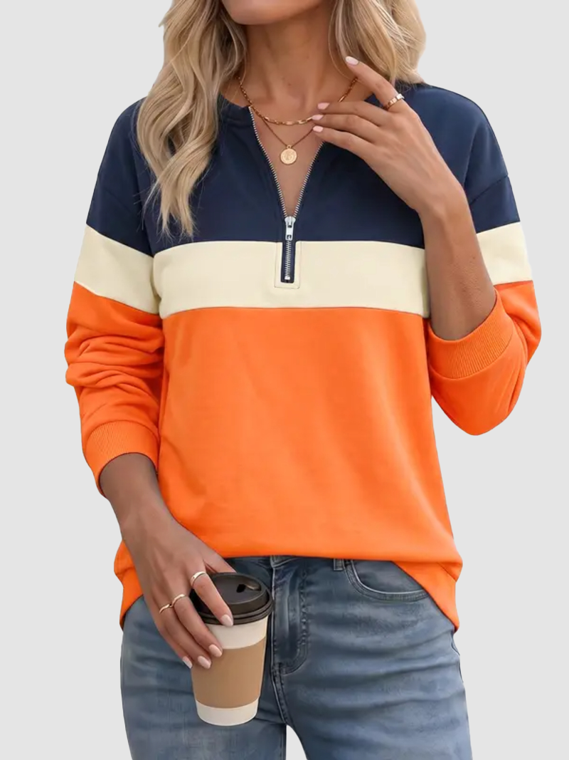 Women's Color Block Quarter Zip Sweatshirt