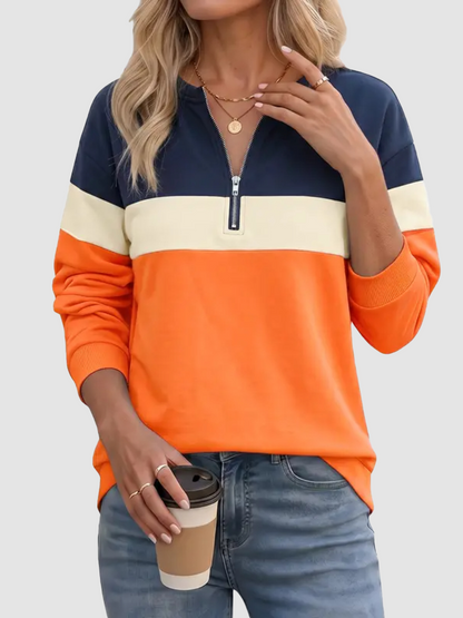 Women's Color Block Quarter Zip Sweatshirt