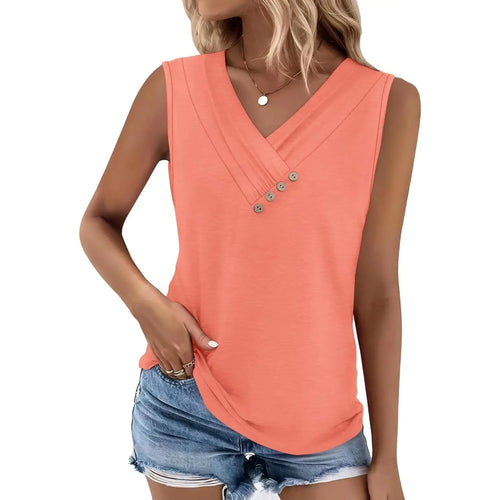 ⏰Hot Sale-Women's V-Neck Sleeveless Button Tank Top