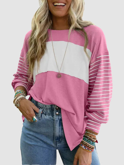 ✨Women's Cute Color Block Long Sleeve Casual Top