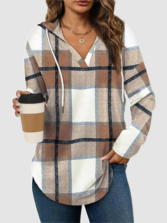 Hot Sale-Women's Long Sleeve Plaid Oversized Hoodies