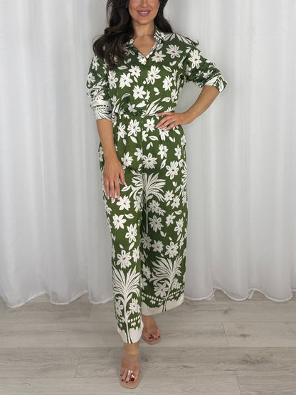 Luxury Paisley Print Button Up Shirt & Trouser Co-Ord