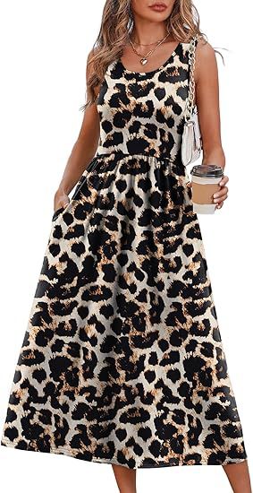 ⏰Hot Sale-Women's Sleeveless Printed Flowy Dress With Pockets