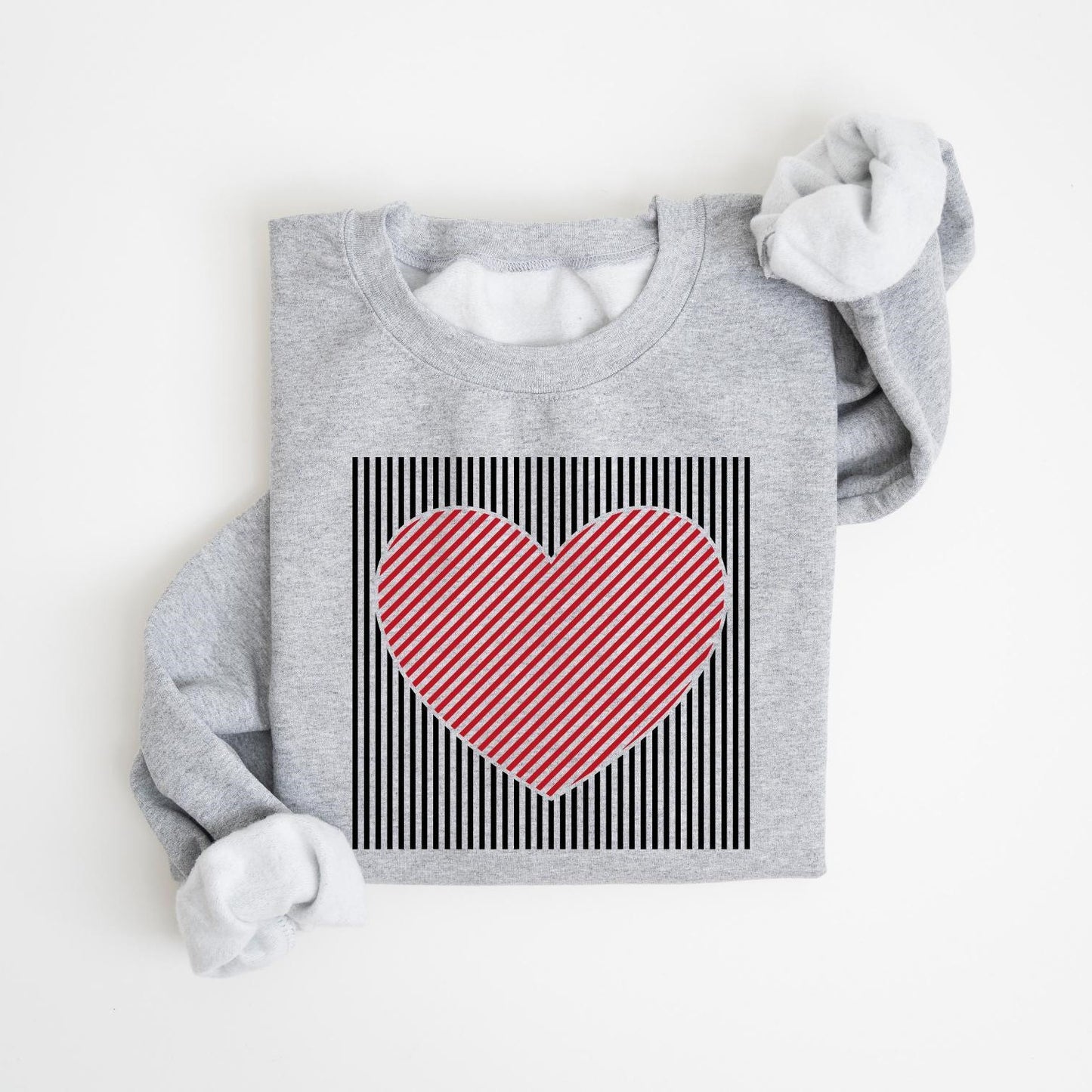 ✨Retro Valentines Heart Stripe Print Sweatshirt