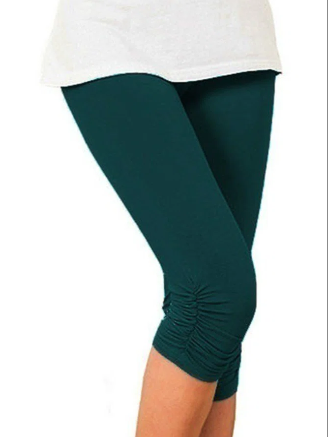 Casual Sports Plus Size Plain Capris Leggings