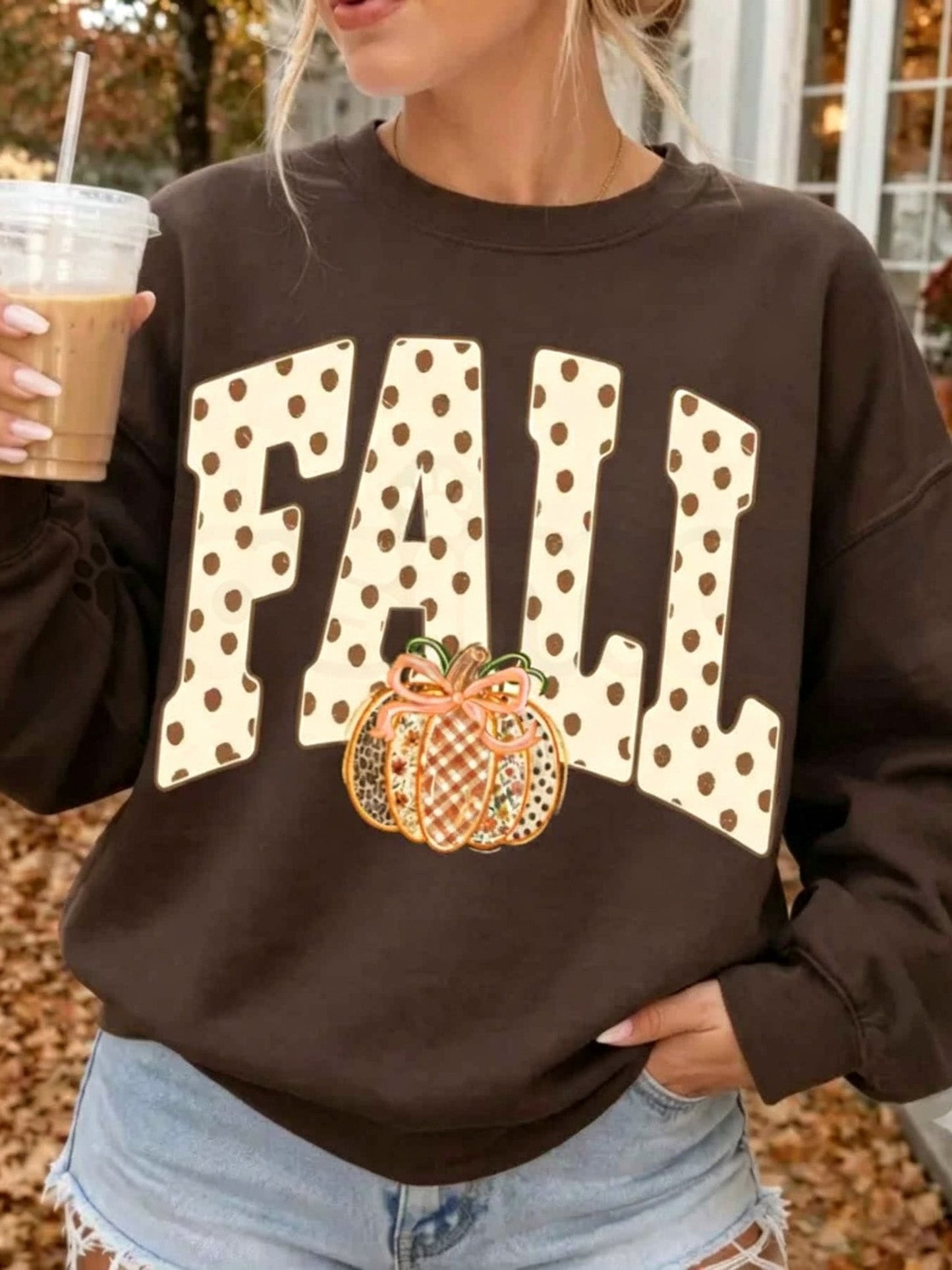 Women's Fall Pumpkin Graphic Crewneck Sweatshirt