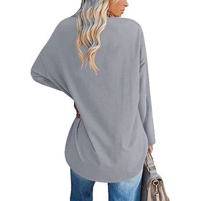 Women's Loose Long Sleeve Fashion V-neck Top