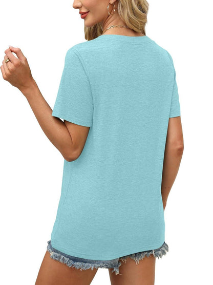 ✨Womens Short Sleeve V Neck Casual Loose Fit T-shirts