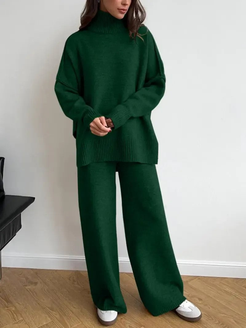 Women's 2 Pcs Solid Color Sweater Set for Autumn Winter