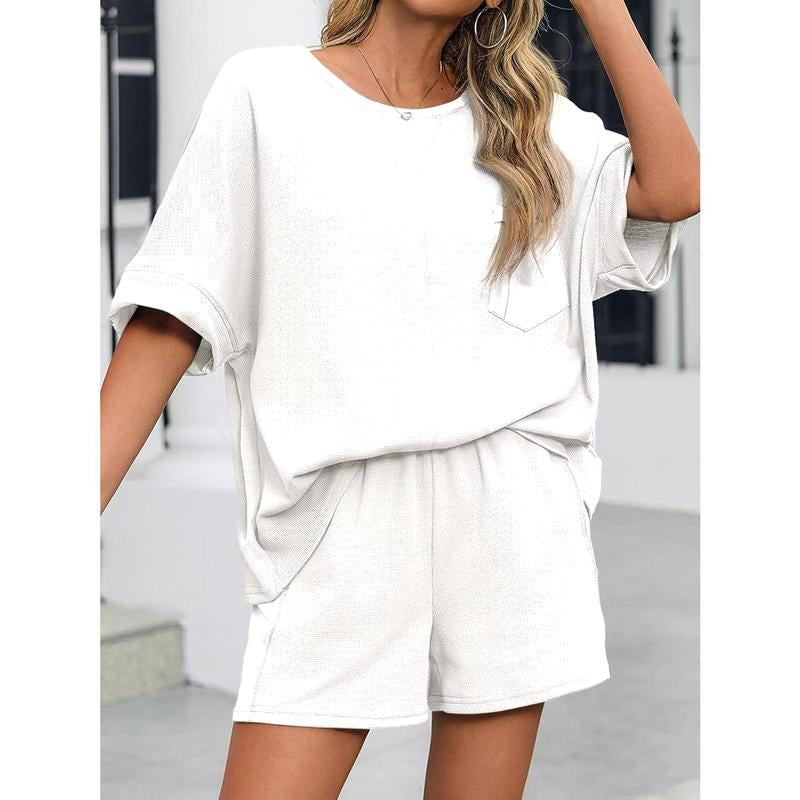 ⏰Hot Sale-Womens Summer Waffle Knit 2 Piece Outfits