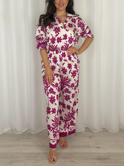 Luxury Paisley Print Button Up Shirt & Trouser Co-Ord