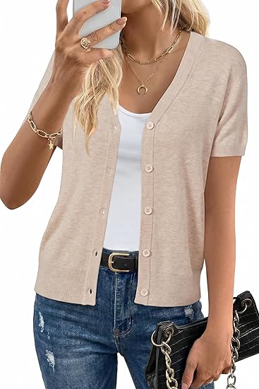 Hot Sale-Women's Short Sleeve Wool Blend Cardigan