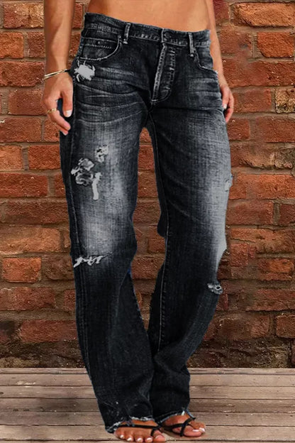New Style Ripped Low Waist Straight Leg Jeans(Buy 2 Free Shipping)