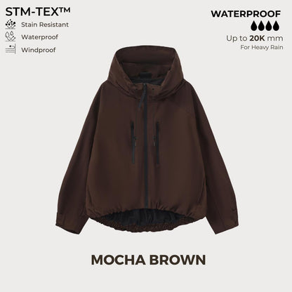 ⏰Hot Sale-Women's Oversized Pleated Hem Rain Jacket With Hooded