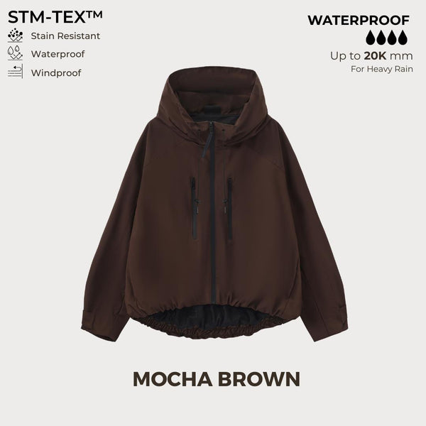 ⏰Hot Sale-Women's Oversized Pleated Hem Rain Jacket With Hooded