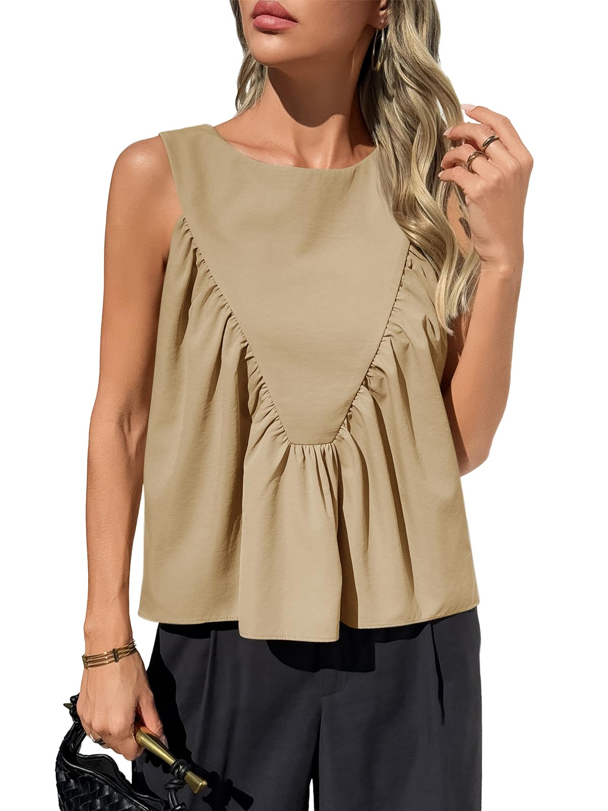✨Womens Peplum Babydoll Tank Tops Summer Sleeveless Loose T Shirts