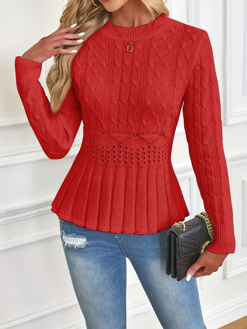 ✨Women's Chunky Knit Crew Neck Long Sleeve Knit Top