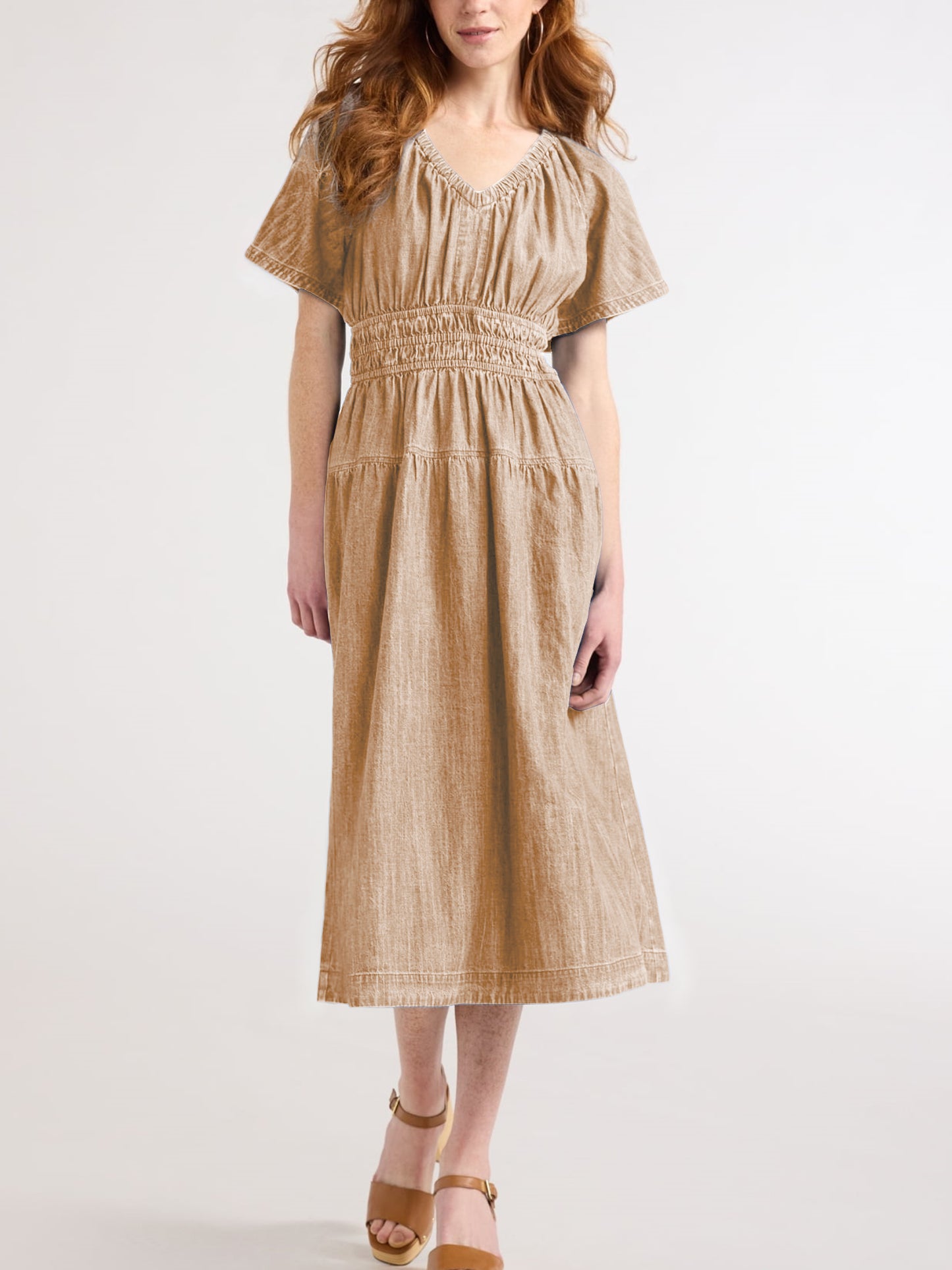 💃Women's Denim Lightweight Tiered Midi Dress (Buy 2 Free Shipping)