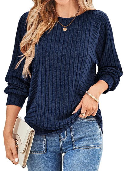 ✨Women's Soft Ribbed Crewneck Long Sleeve Shirts Knit Tops