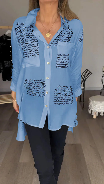 2024 Letter Print Fashion Lapel Shirt(Buy 2 Free Shipping)