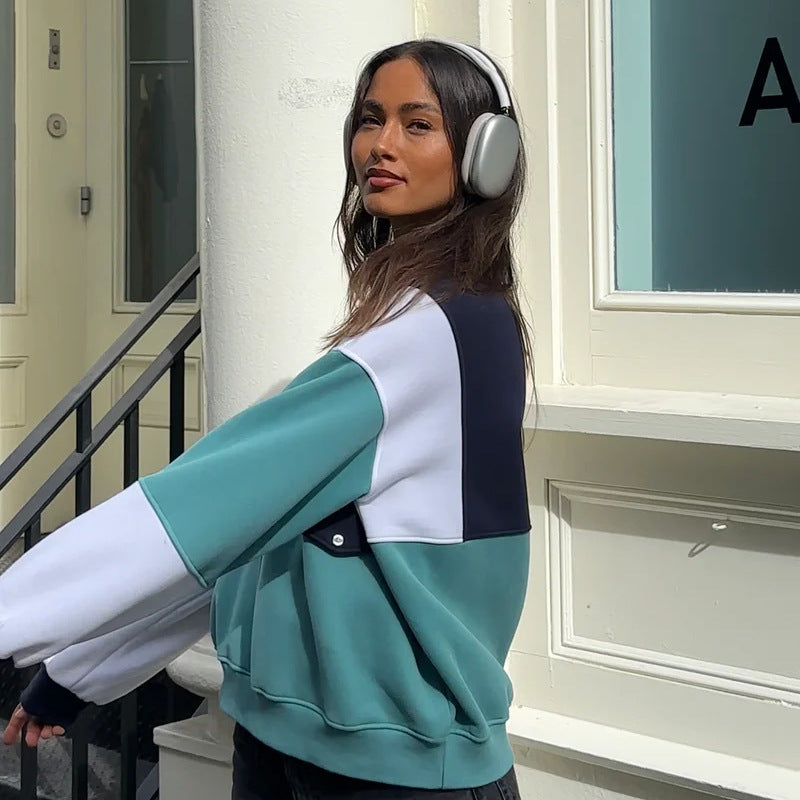 Women's 90s Retro Long Sleeve Contrast Sweatshirt