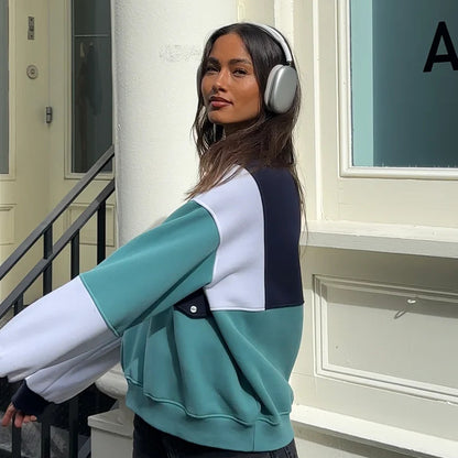 Women's 90s Retro Long Sleeve Contrast Sweatshirt