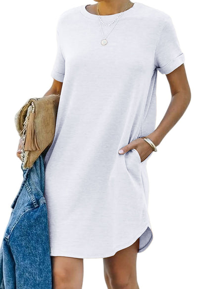 Women's Casual Short Sleeve T Shirt Dress Basic Dresses with Pockets