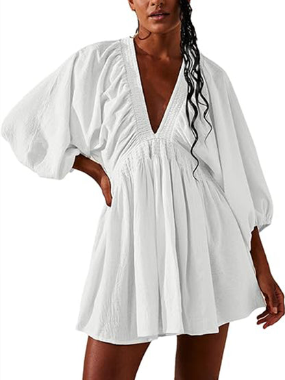 💥HOT SALE-Women's Long Sleeve V Neck Tunic Dresses (BUY 2 FREE SHIPPING)