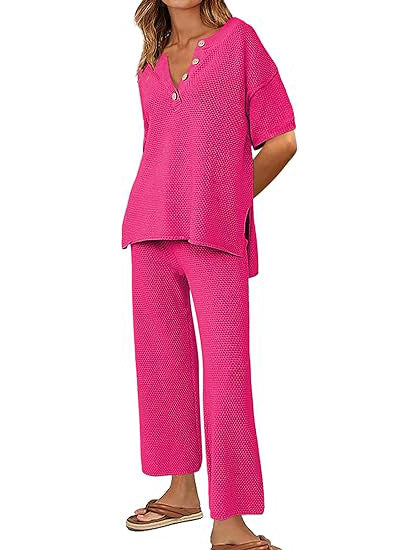 💥Women Knit Top Wide Leg Long Pants Set