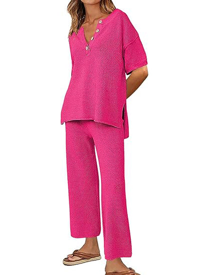 💥Women Knit Top Wide Leg Long Pants Set