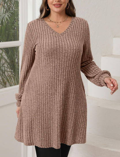 Women's V Neck Long Sleeve Casual Fall Dresses
