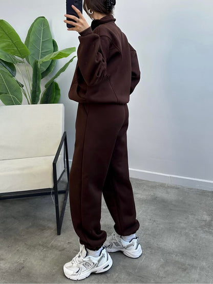 Women's 2 Piece Sets Zipper Outfits Casual Long Sleeve  Sweatsuits Sets