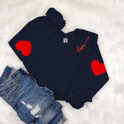 Long Sleeve Sweatershirt with Heart Elbow Patch