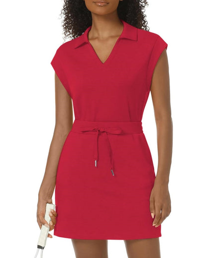 ✨Women's Casual Sports Cap Sleeve Lapel Shirt Skirt Two-Piece Set