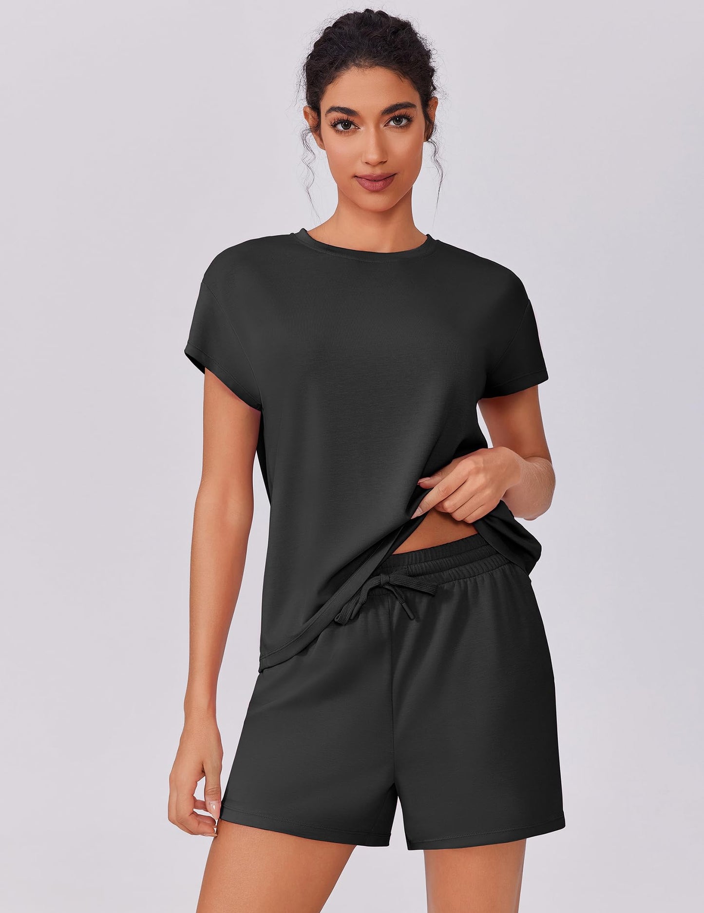 Womens Summer Crewneck Matching Shorts Lounge Set