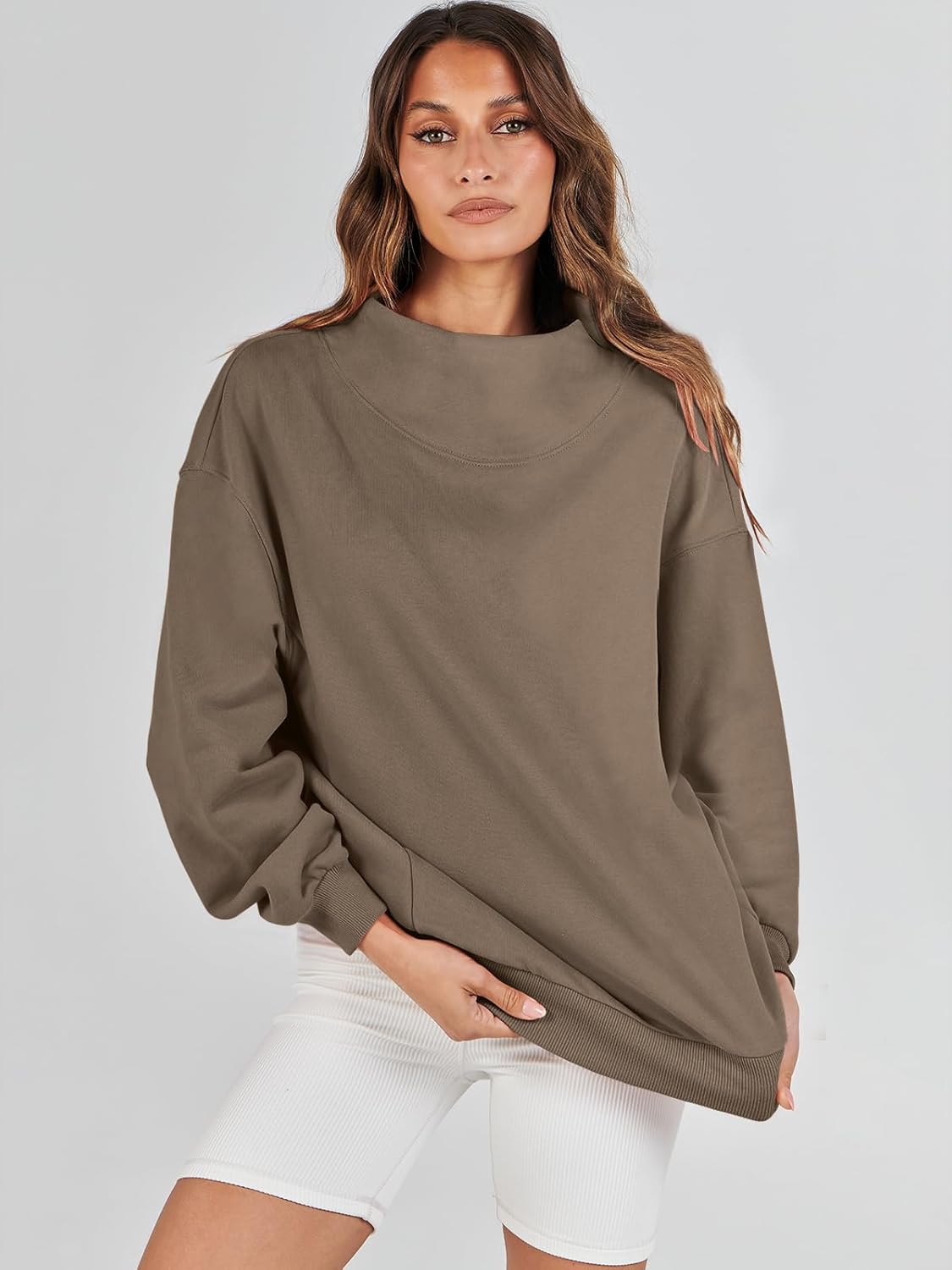 Womens Oversized Sweatshirts Turtleneck Pullover Long Sleeve Hoodies Tops