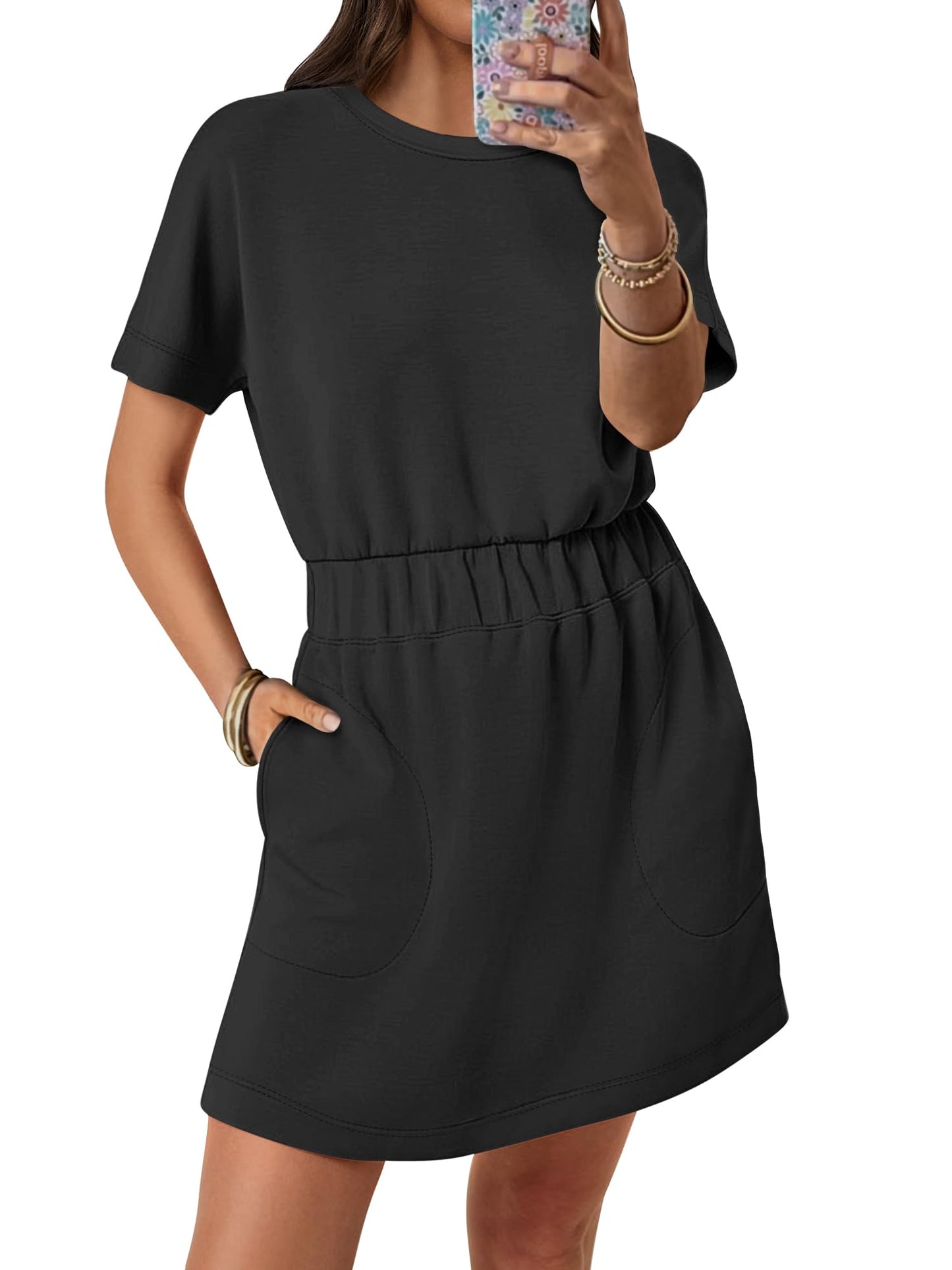 Womens Dresses 2026 Summer Casual Short Sleeve Crew Neck