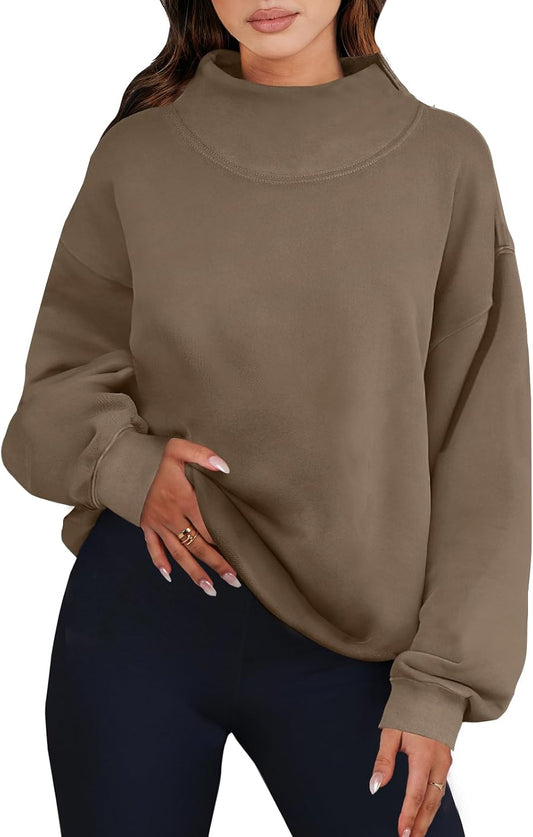Womens Oversized Sweatshirts Turtleneck Pullover Long Sleeve Hoodies Tops