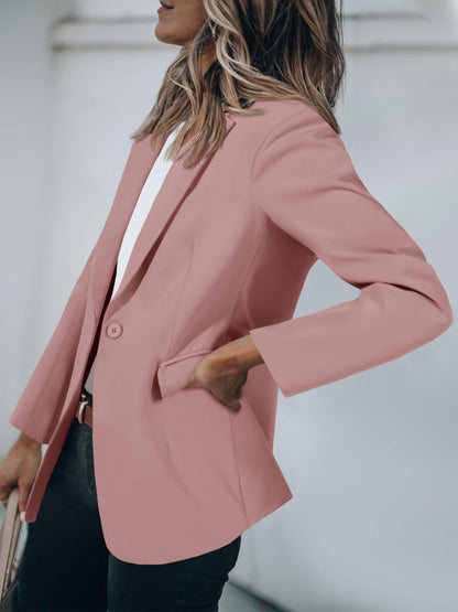 Women's Casual Button Open Front Pocket Blazers Jacket