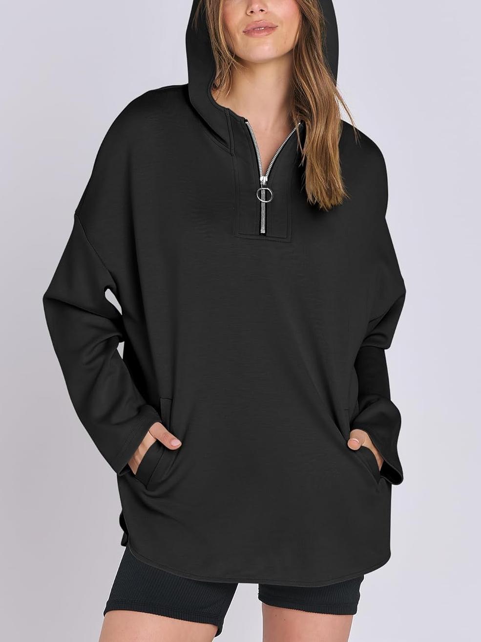 ✨Women's Oversized Quarter Zip Tunic Hoodie (Buy 2 Free Shipping)