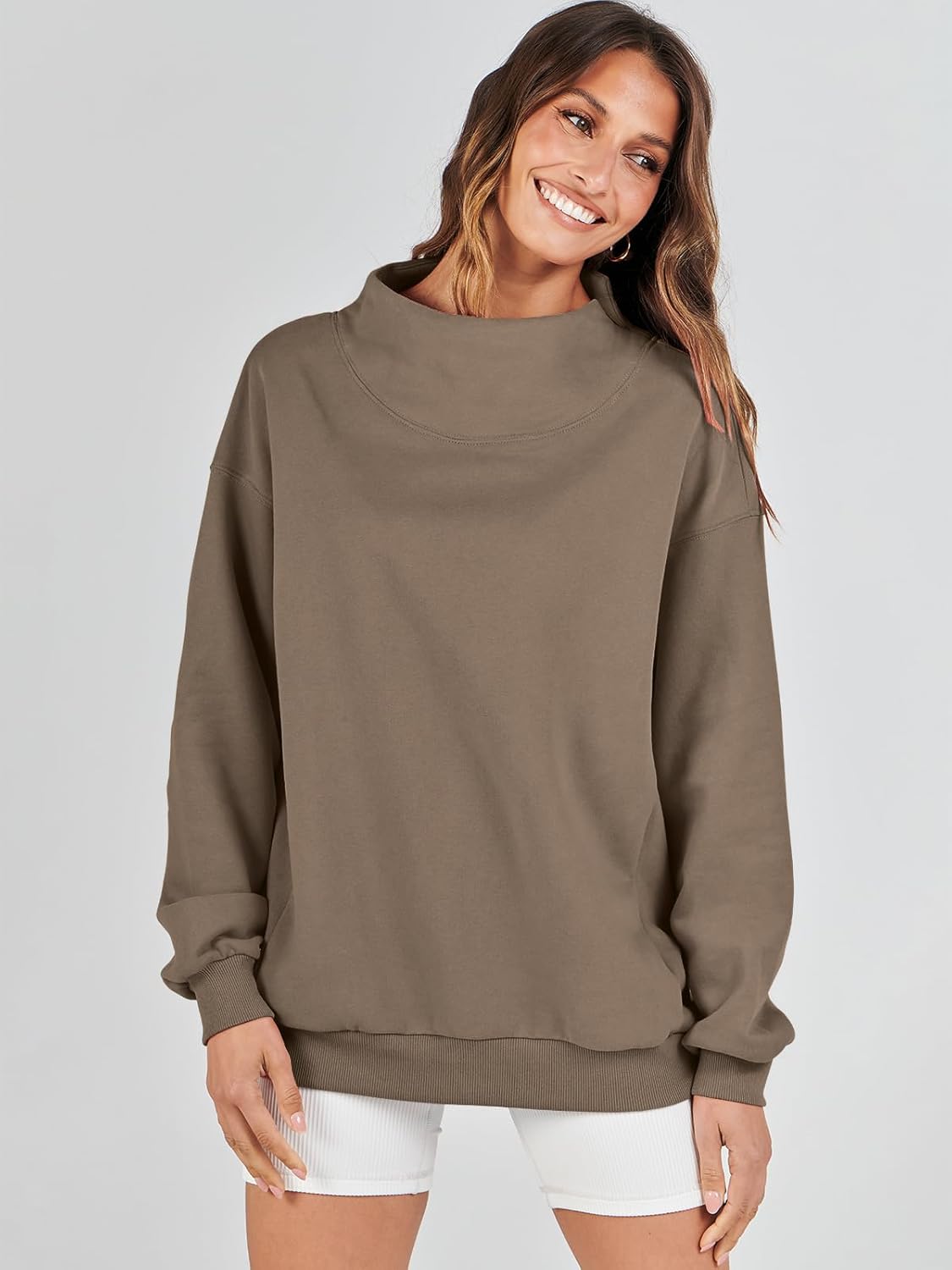 Womens Oversized Sweatshirts Turtleneck Pullover Long Sleeve Hoodies Tops