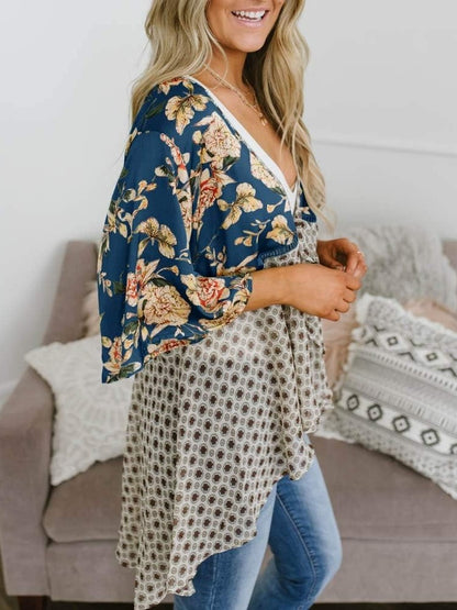 ⏰Hot Sale-Women's Floral Kimono Ruffle Sleeve Tie Cardigans Flowy Boho Loose Cover Ups